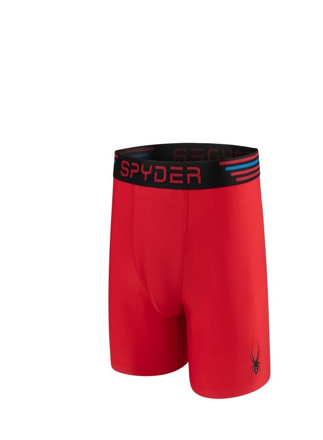 Spyder Mens Boxer Briefs 4 Pack Poly Spandex Performance Underwear/Bonded Hem Boxer Briefs (Red/Navy/Black/Blue, Medium) - Image 2